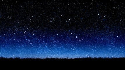 Obraz premium Starry night sky above a dark silhouette of trees.