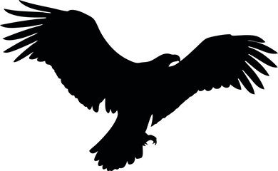Obraz premium flying bald eagle silhouette vector, eagle black icon 