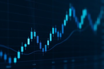 Naklejka premium Blue candle stick chart depicts market trends and financial data in a modern design.