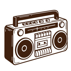 Vintage illustrated boombox vector illustration retro style musical equipment portable audio player