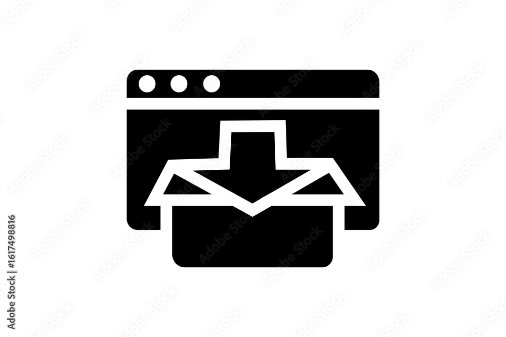 Poster the image displays a solid black silhouette icon representing a download process or a file being rec