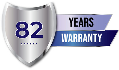 Minimalist years warranty shield label icon badge design. blue and silver color. Guarantee, quality assurance, protection. warranty badge sign insignia symbol with stars on transparent background