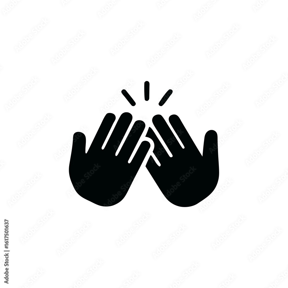 Poster a symbolic representation of collaboration and appreciation depicting two hands clapping together wi