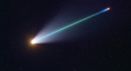 Stylized Comet or Shooting Star with Pixelated Trail in a Starry Night Sky
