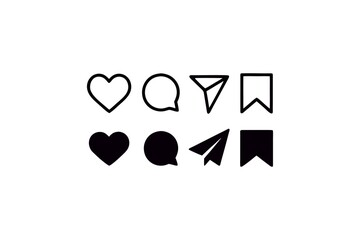 Minimalist Instagram Icons Showcase Modern Design and User Interface Elements for Social Media Engagement and Interaction Promotion