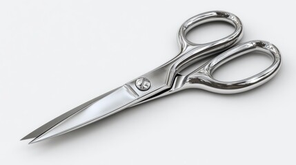 Obraz premium A single, high resolution 4K photorealistic image of a pair of sharp kitchen shears, multi purpose design, perfectly clean and isolated on a pure white background. Even soft lighting to highlight the