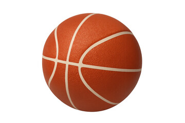 Photorealistic 3d orange basketball spinning, white stripes visible, rotating slowly with transparent background rendering