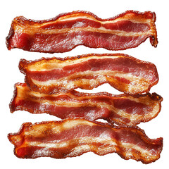 Four strips of crispy bacon arranged in a row