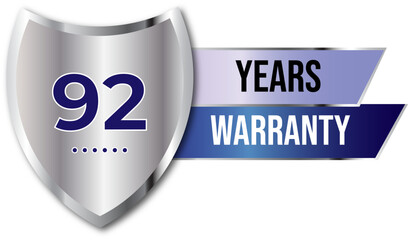 Minimalist years warranty shield label icon badge design. blue and silver color. Guarantee, quality assurance, protection. warranty badge sign insignia symbol with stars on transparent background