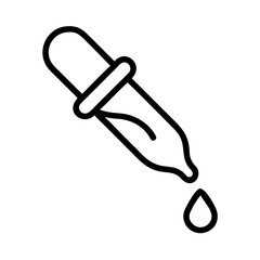 Illustration of a dropper with a drop falling from it in black outline on a white background vector art
