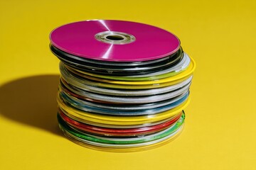 A stack of colorful CDs