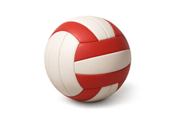 Realistic 3d rendering of a classic red and white volleyball ball, isolated on a transparent background, perfect for sports-related projects
