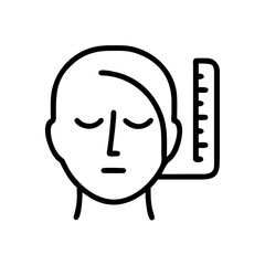 Stylized face with closed eyes and a comb positioned near the head in a minimalist design style