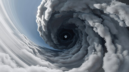 Swirling Dark Storm Clouds Approaching Eye of Hurricane