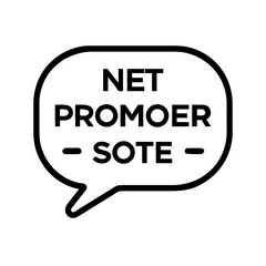 Net promoer sote text inside a speech bubble with a black outline on a white isolated background image