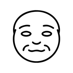 Illustration of a simple face with sad expression featuring round eyes and downturned mouth in outline style