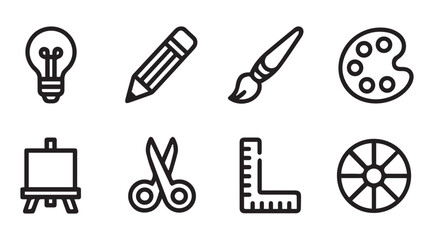 Art Supplies Icons drawing painting