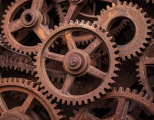Close Up of Rusty Mechanical Gear Wheels