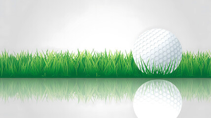 White Golf Ball on Green Grass with Reflection image