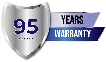 Minimalist years warranty shield label icon badge design. blue and silver color. Guarantee, quality assurance, protection. warranty badge sign insignia symbol with stars on transparent background