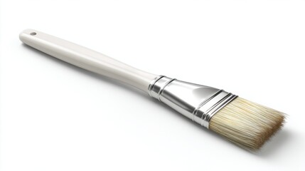 A single, high resolution 4K photorealistic image of a silicone basting brush, soft bristles, perfectly clean and isolated on a pure white background. Even soft lighting to highlight its texture