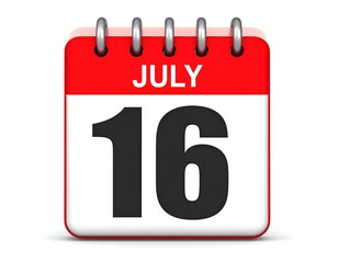 Digital calendar showing July 16th