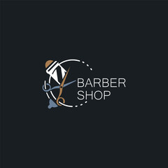 Barber Shop Vintage Element Style logo design