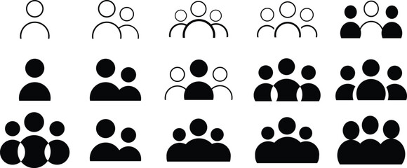 Minimalist People Pictogram Icon Set Human Silhouette Symbols for UI Infographic and Web Design