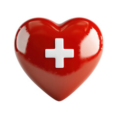 Obraz premium Red heart with cross isolated on transparent background