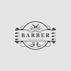 Barber vintage retro element badge or emblem on white background