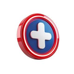 Obraz premium Bright 3D plus symbol for positive health adding hope set on a blue circle on transparent background