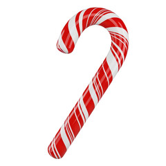 Fototapeta premium Candy Cane with Red and White Stripes on Transparent Background