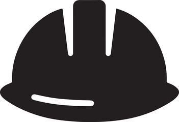 Silhouette vector of a safety helmet icon, commonly used in construction, engineering, and industrial safety designs.