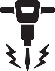 Silhouette vector of a jackhammer tool used for demolition and heavy construction work, ideal for industrial designs.