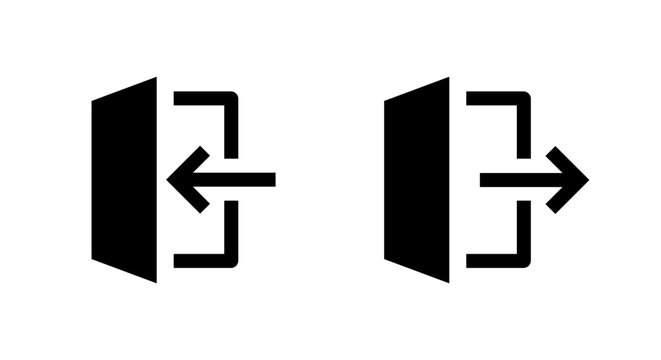 Account login and logout icon. Door with arrow enter and exit symbol