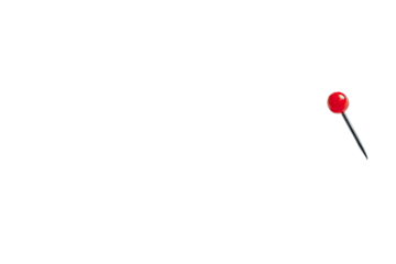 Single red pushpin on black background