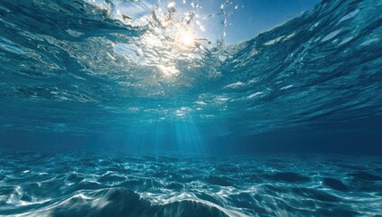 Obraz premium Sunbeams pierce the turquoise ocean depths