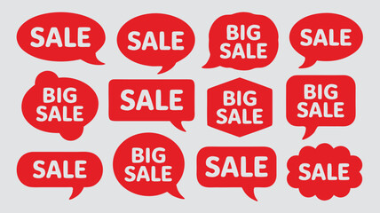 Red Sale Bubbles and Big Sale Tags Promotional Graphics for Marketing and Advertising