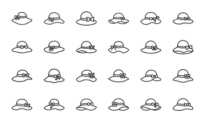 Outline Icon Set of Clothing and Accessories for Men, Women, and Children – Fashion Apparel Collection Including Shoes, Hats, Bags, Belts, and More – Minimal Line Art Style for Web, App, and Print Us