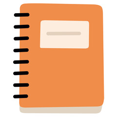 Spiral-bound orange notebook with a label on the cover, illustrated in cozy flat style. Great for study, journaling, or school supply themes.