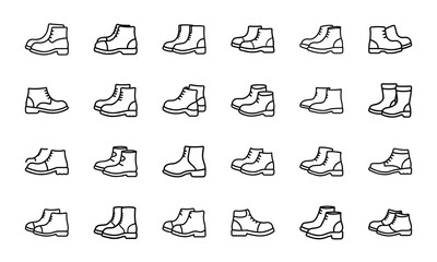 Fototapeta premium Outline Icon Set of Clothing and Accessories for Men, Women, and Children – Fashion Apparel Collection Including Shoes, Hats, Bags, Belts, and More – Minimal Line Art Style for Web, App, and Print Us