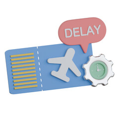 Flight delay notification 3D Icon colorful style