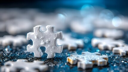 White Jigsaw Puzzle Piece Close Up