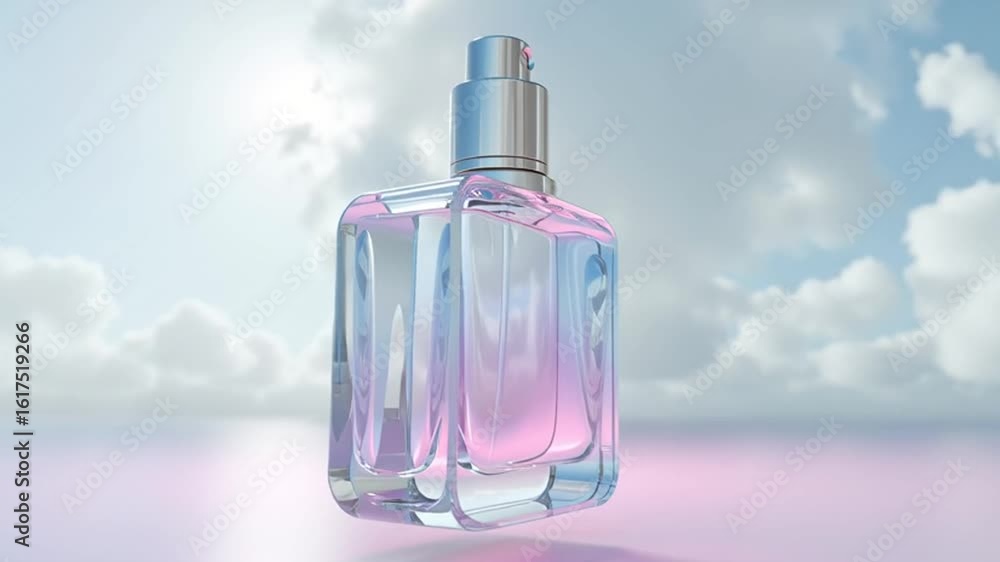 Aufkleber elegant perfume bottle floating among soft clouds at twilight generative ai