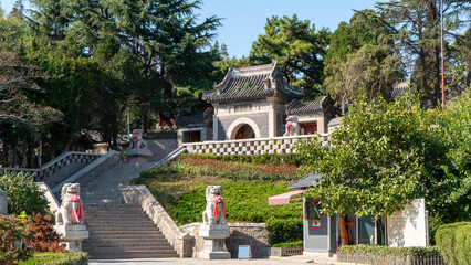 Ancient Chinese Architecture in a Park Setting