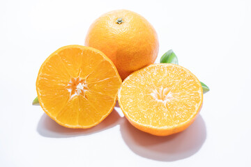 Fresh Mandarin Orange Slices on White Background