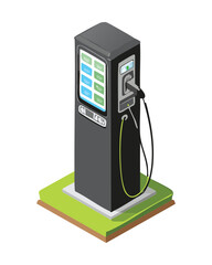 Black EV Charging Station Cable Connection