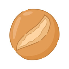 A flat illustration of bread, resembling a rustic bun or artisan roll. The bread has a golden brown crust with visible texture and flour sprinkles, making it look freshly baked and appetizing