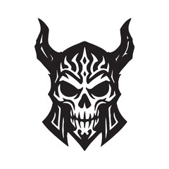 Obraz premium Infernal Horned Skull - Demonic Head with Tribal Flames