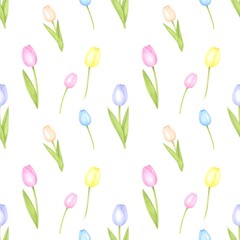Pastel tulip pattern on white (1)